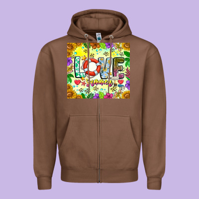 Love Summer Zipper Hoodie Designed By Cowhidedigitalart