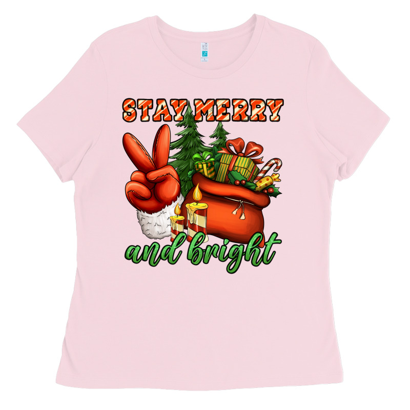 Stay Merry And Bright Peace Hand Ladies Tee by Jasminsmagicworld | Teevron