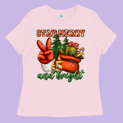 Stay Merry And Bright Peace Hand Ladies Tee Designed By Jasminsmagicworld