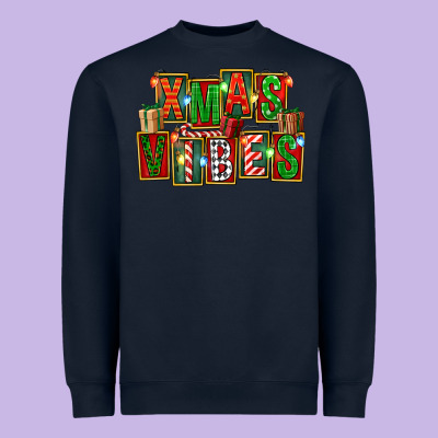 Christmas Xmas Vibes Heavyweight Sweatshirt Designed By Fadigitalartstudio