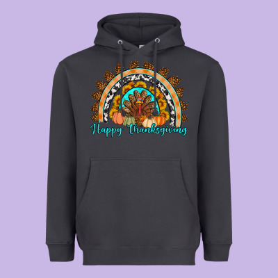 Happy Thanksgiving Rainbow Heavyweight Hoodie Designed By Artiststas