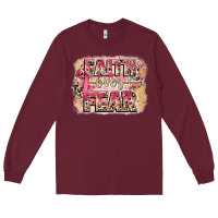 Burgundy faith over fear breast cancer 12 inches 300 dpi Long Sleeve Tee - CowGirlArtShop