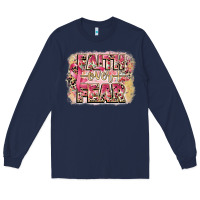 Navy faith over fear breast cancer 12 inches 300 dpi Long Sleeve Tee - CowGirlArtShop
