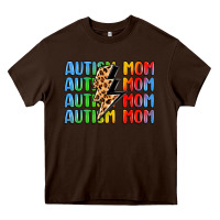 Chocolate Brown autism mom lightning bolt Heavy Core Tee - LillyAllenDesigns