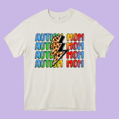 Autism Mom Lightning Bolt Heavy Core Tee Designed By Lillyallendesigns