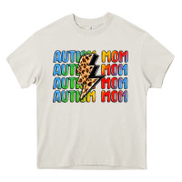 Cream autism mom lightning bolt Heavy Core Tee - LillyAllenDesigns