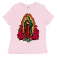 Bubblegum Pink our lady of guadalupe Ladies Tee - Jasminsmagicworld