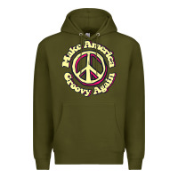 Army Green Make America Groovy Again Peace Sign 70S Retro Premium Hoodie - lanVoArt