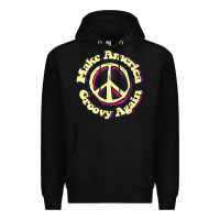 Black Make America Groovy Again Peace Sign 70S Retro Premium Hoodie - lanVoArt