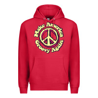 Cardinal Make America Groovy Again Peace Sign 70S Retro Premium Hoodie - lanVoArt