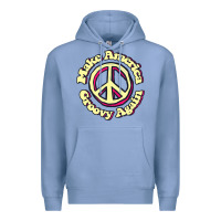 Colony Blue Make America Groovy Again Peace Sign 70S Retro Premium Hoodie - lanVoArt