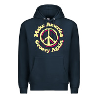 Navy Make America Groovy Again Peace Sign 70S Retro Premium Hoodie - lanVoArt