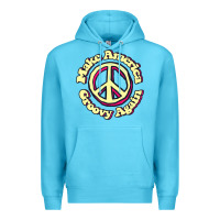 Ocean Blue Make America Groovy Again Peace Sign 70S Retro Premium Hoodie - lanVoArt