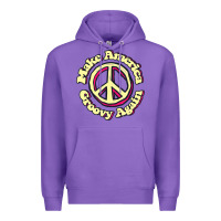 Purple Make America Groovy Again Peace Sign 70S Retro Premium Hoodie - lanVoArt