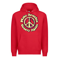 Red Make America Groovy Again Peace Sign 70S Retro Premium Hoodie - lanVoArt