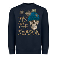 Navy skull tis the season winter Heavyweight Sweatshirt - FaDigitalArtStudio