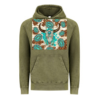 Gemstone Bull Skull Leopard Vintage Hoodie | Teevron