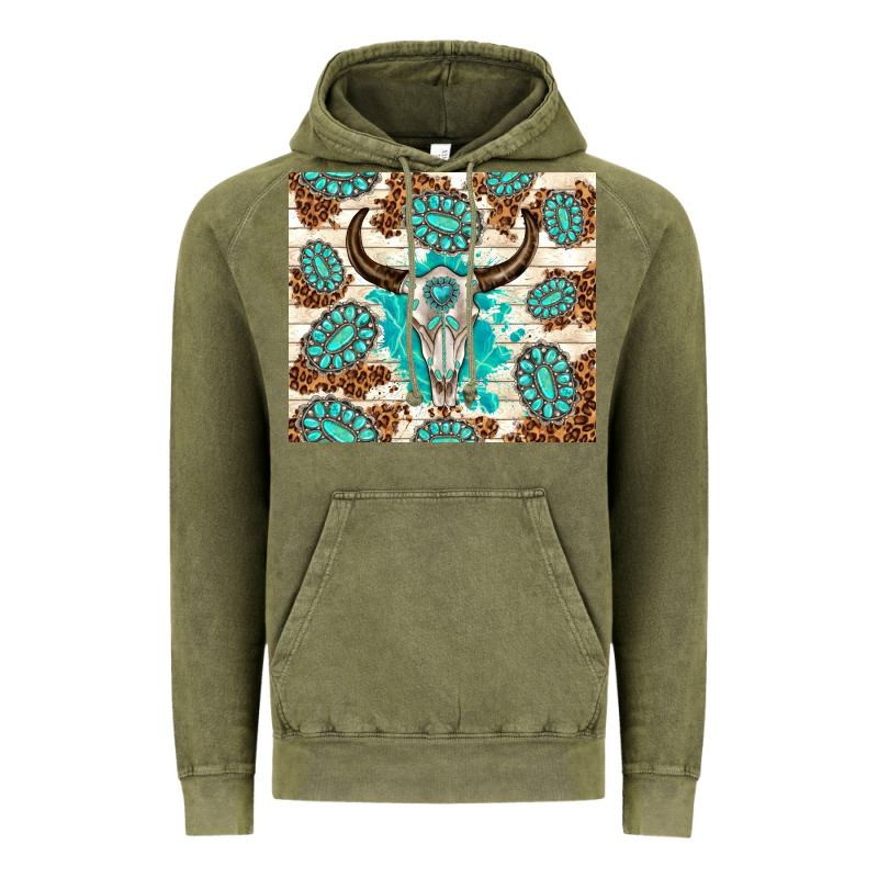 Gemstone Bull Skull Leopard Vintage Hoodie by TumblerDesignByShophia | Teevron