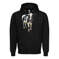 Black Holstein Bull Zipper Hoodie - LillyAllenDesigns