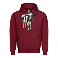 Burgundy Holstein Bull Zipper Hoodie - LillyAllenDesigns