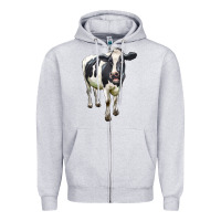 Heather Grey Holstein Bull Zipper Hoodie - LillyAllenDesigns