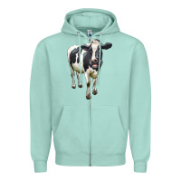 Seafoam Holstein Bull Zipper Hoodie - LillyAllenDesigns