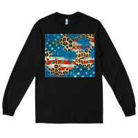 Black leopard glitter american flag Long Sleeve Tee - CowGirlArtShop