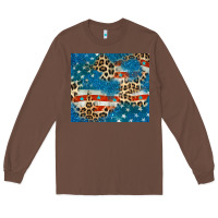 Chestnut leopard glitter american flag Long Sleeve Tee - CowGirlArtShop