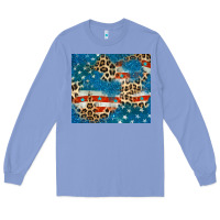 Colony Blue leopard glitter american flag Long Sleeve Tee - CowGirlArtShop