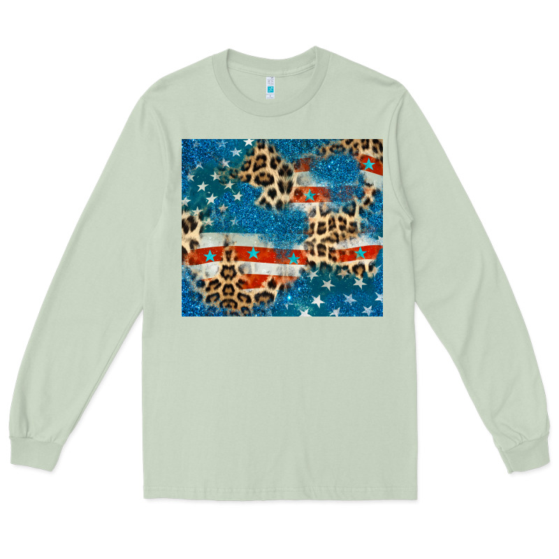 Leopard Glitter American Flag Long Sleeve Tee by CowGirlArtShop | Teevron