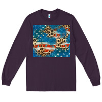 Plum leopard glitter american flag Long Sleeve Tee - CowGirlArtShop