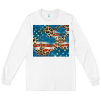 White leopard glitter american flag Long Sleeve Tee - CowGirlArtShop