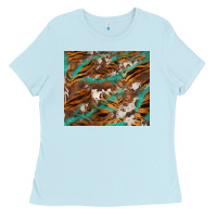 Baby Blue tiger cowhide tumbler Ladies Tee - BarkalooDesign