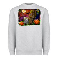 Heather Grey headstone and coffin background Heavyweight Sweatshirt - BundleAndBundleShop