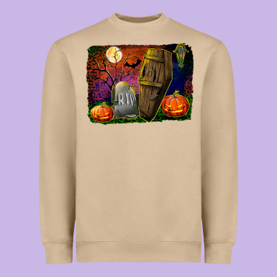 Headstone And Coffin Background Heavyweight Sweatshirt Designed By Bundleandbundleshop