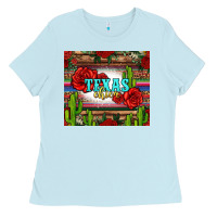 Baby Blue texas chica with roses Ladies Tee - Jasminsmagicworld
