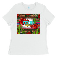 White texas chica with roses Ladies Tee - Jasminsmagicworld