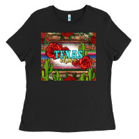 Black texas chica with roses Ladies Tee - Jasminsmagicworld