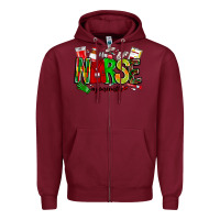 Burgundy Nurse Juneenth Zipper Hoodie - CowhideDigitalArt