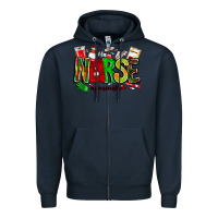 Navy Nurse Juneenth Zipper Hoodie - CowhideDigitalArt