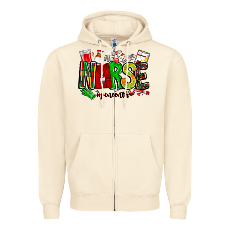 Nurse Juneenth Zipper Hoodie by CowhideDigitalArt | Teevron