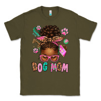 Army Green Afro Messy Bun Dog Mom Classic Tee - texasbilliewilder