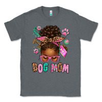 Charcoal Heather Afro Messy Bun Dog Mom Classic Tee - texasbilliewilder