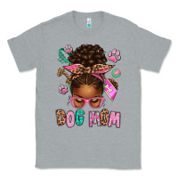 Heather Grey Afro Messy Bun Dog Mom Classic Tee - texasbilliewilder