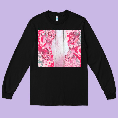 Custom Name  Breast Cancer Long Sleeve Tee Designed By Cowgirlartshop