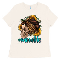 Bone momlife skull with bandana Ladies Tee - Jasminsmagicworld