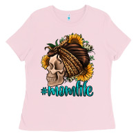 Bubblegum Pink momlife skull with bandana Ladies Tee - Jasminsmagicworld