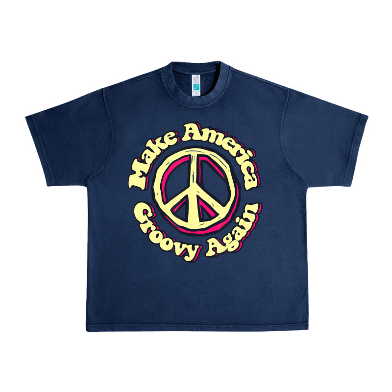 Make America Groovy Again Peace Sign 70s Retro Urban Heavy Tee by lanVoArt | Teevron