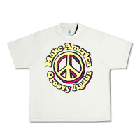 Pistachio Make America Groovy Again Peace Sign 70S Retro Urban Heavy Tee - lanVoArt