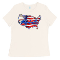 Bone usa flag baseball Ladies Tee - BarkalooDesign